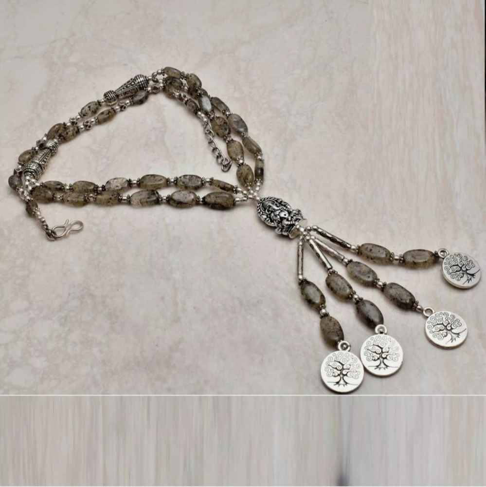New Unique Black Rutile Quartz 925 Silver Blessing Necklace.